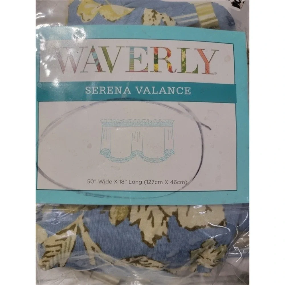 NWT Waverly Augustine Chambray Serena Window Valance 50x18 Blue Yellow 121931